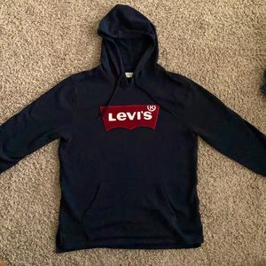 Large black and red Levi’s sweatshirt.